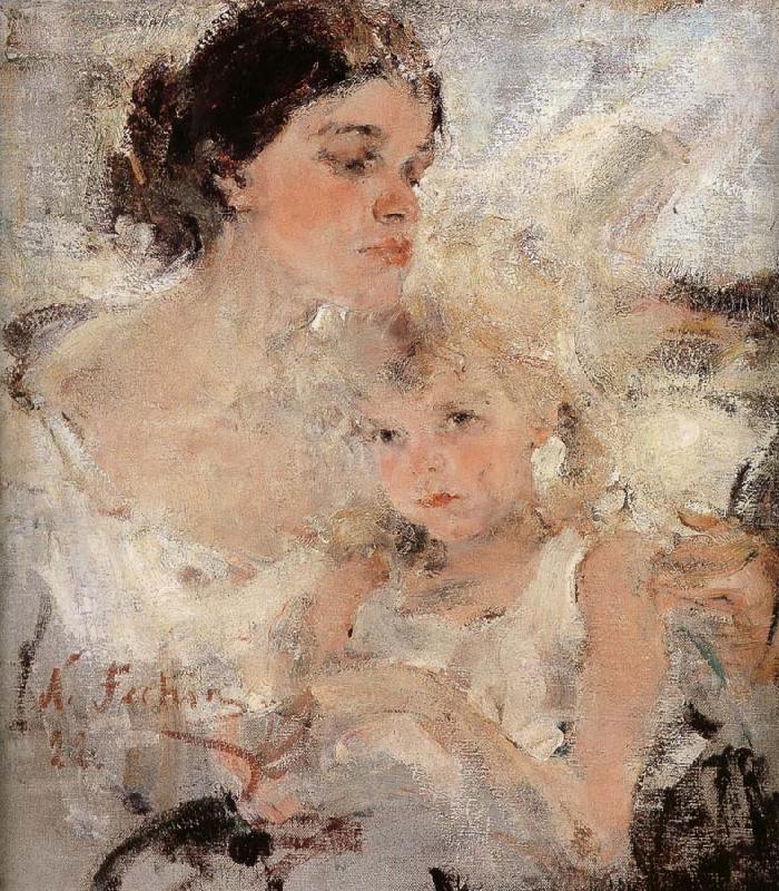 Artist-s Wife and his daughter, Nikolay Fechin